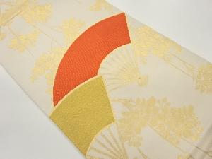 織悦製　枝垂れ桜に扇模様全通本袋帯